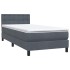 Cama box spring con colchón terciopelo gris oscuro 90x210
