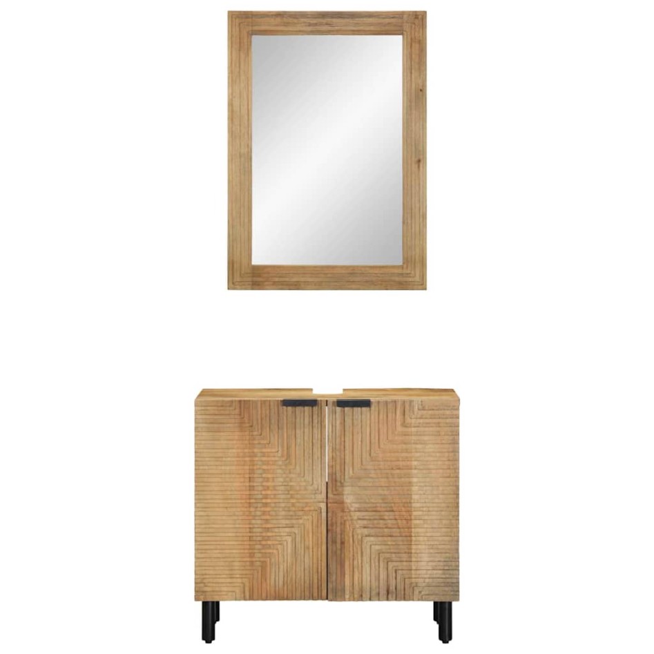 Conjunto de muebles de baño 2 uds marrón madera maciza de