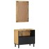Conjunto de muebles de baño 2 uds marrón madera maciza de