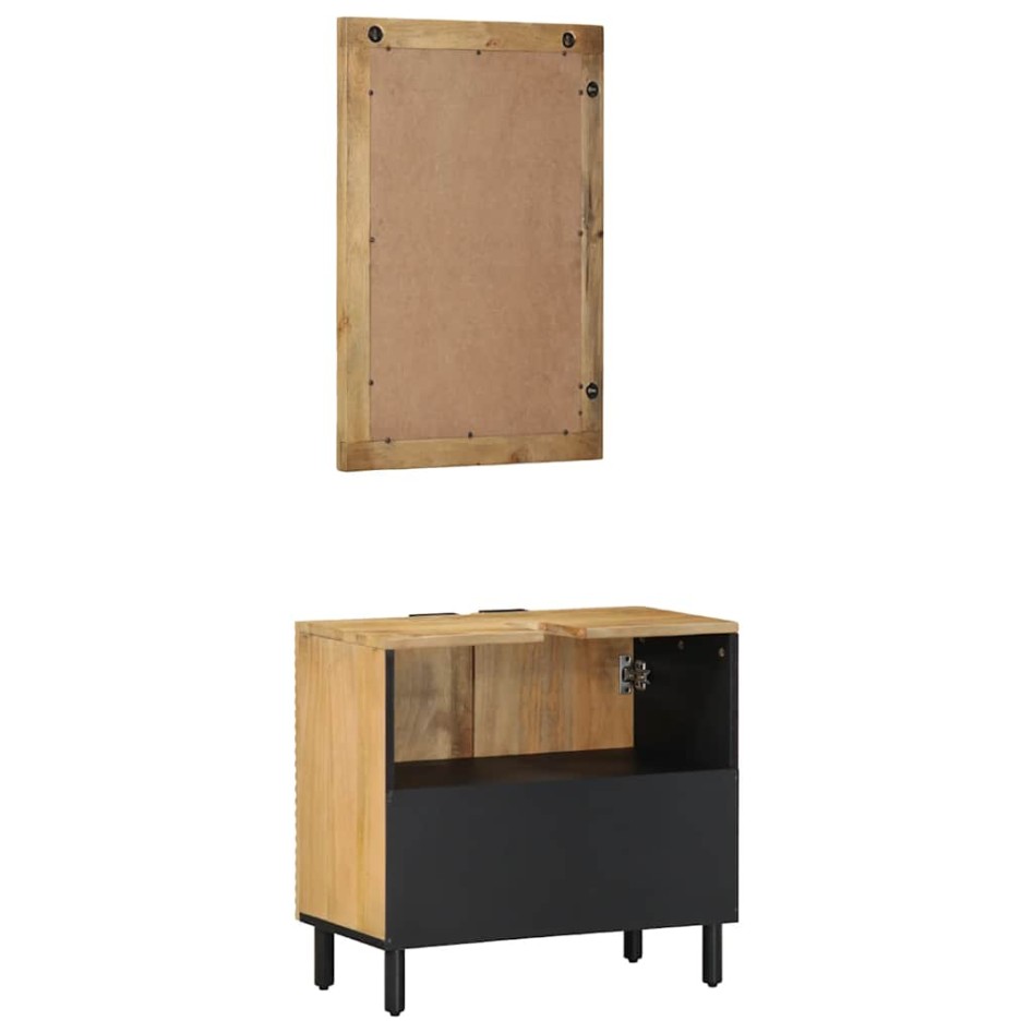 Conjunto de muebles de baño 2 uds marrón madera maciza de