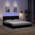 Estructura de cama con LED sin colchón tela negro 180x200