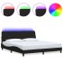 Estructura de cama con LED sin colchón tela negro 180x200