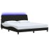 Estructura de cama con LED sin colchón tela negro 180x200