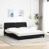 Estructura de cama con LED sin colchón tela negro 180x200