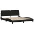 Estructura de cama con LED sin colchón tela negro 180x200