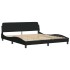 Estructura de cama con LED sin colchón tela negro 180x200