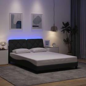 Estructura de cama con LED sin colchón gris oscuro 140x200