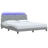 Estructura de cama con LED sin colchón gris claro 180x200