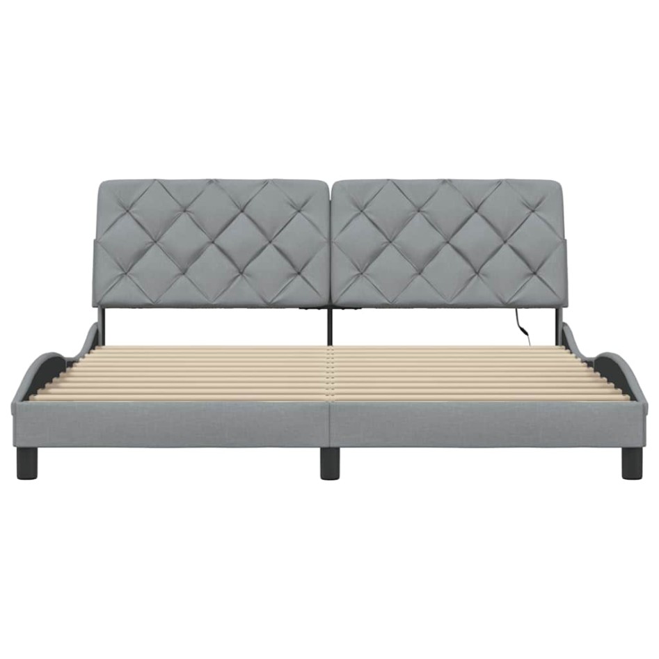 Estructura de cama con LED sin colchón gris claro 180x200