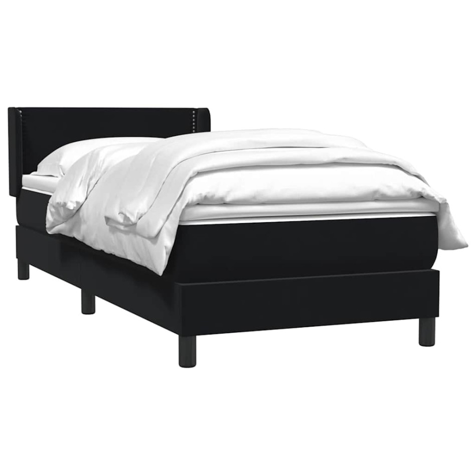Cama box spring con colchón cuero sintético negro 90x210