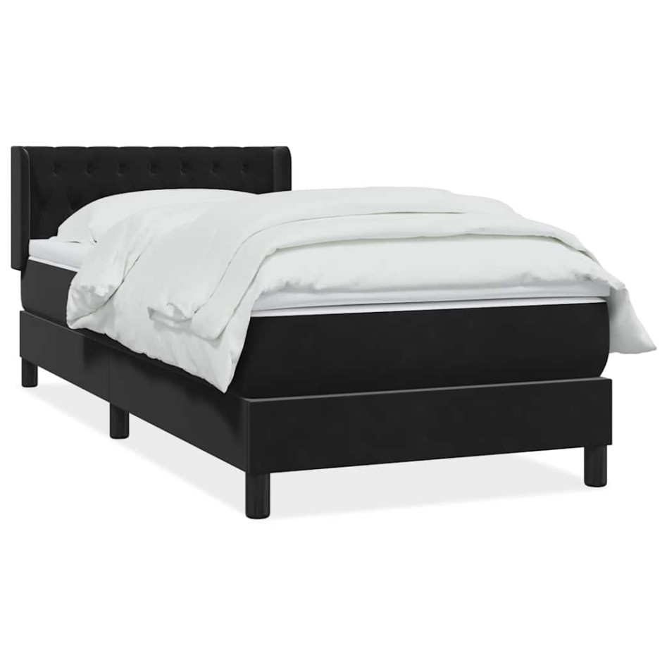 Cama box spring con colchón cuero sintético negro 90x210