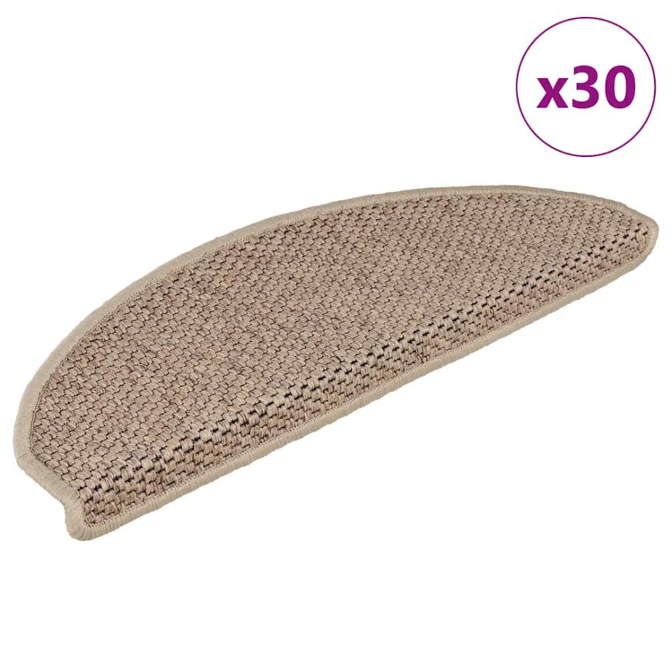 Alfombra autoadhesiva escalera sisal 30 uds 65x21x4 cm
