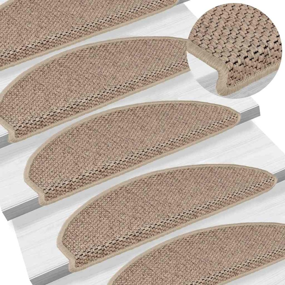 Alfombra autoadhesiva escalera sisal 30 uds 65x21x4 cm