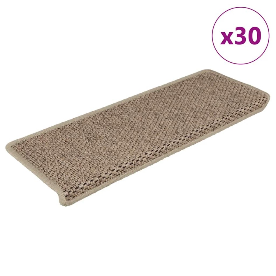 Alfombra autoadhesiva escalera sisal 30 uds 65x21x4 cm