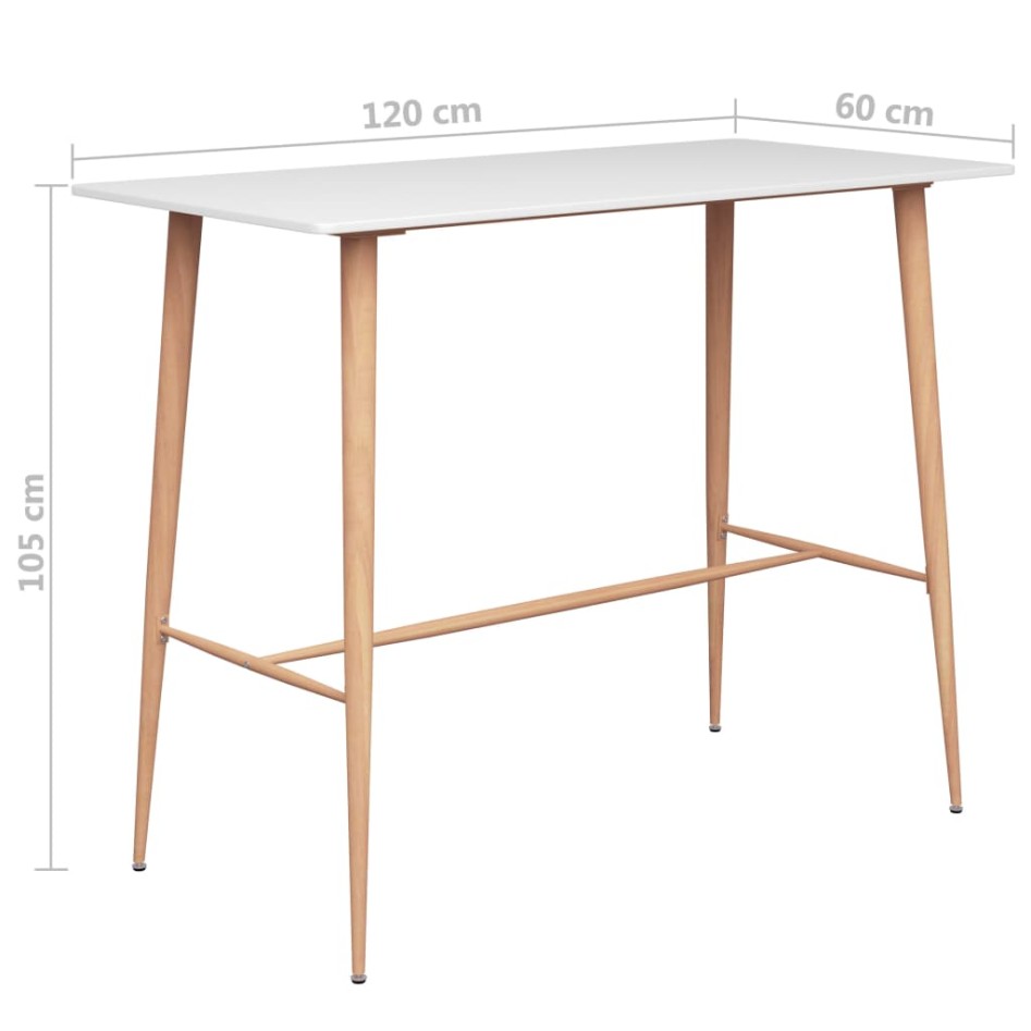 Mesa alta de cocina blanco 120x60x105