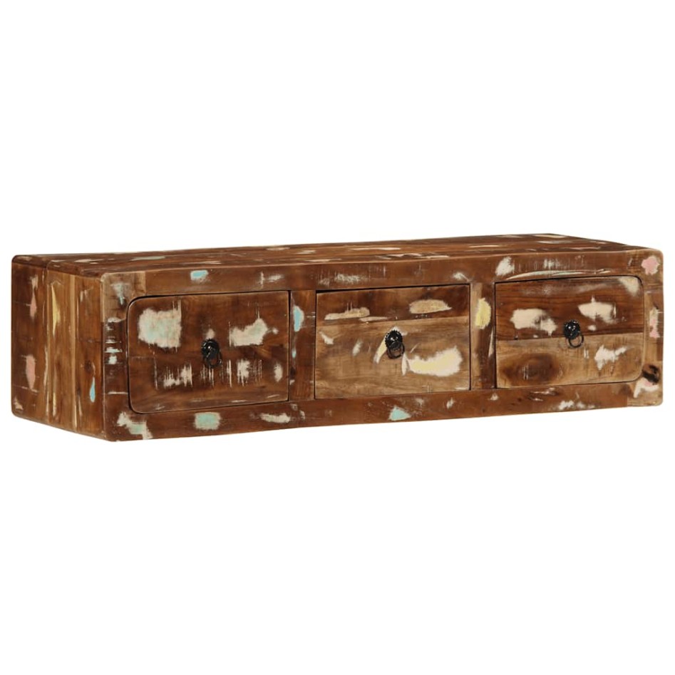 Mueble de TV de pared madera maciza reciclada 100x32x25
