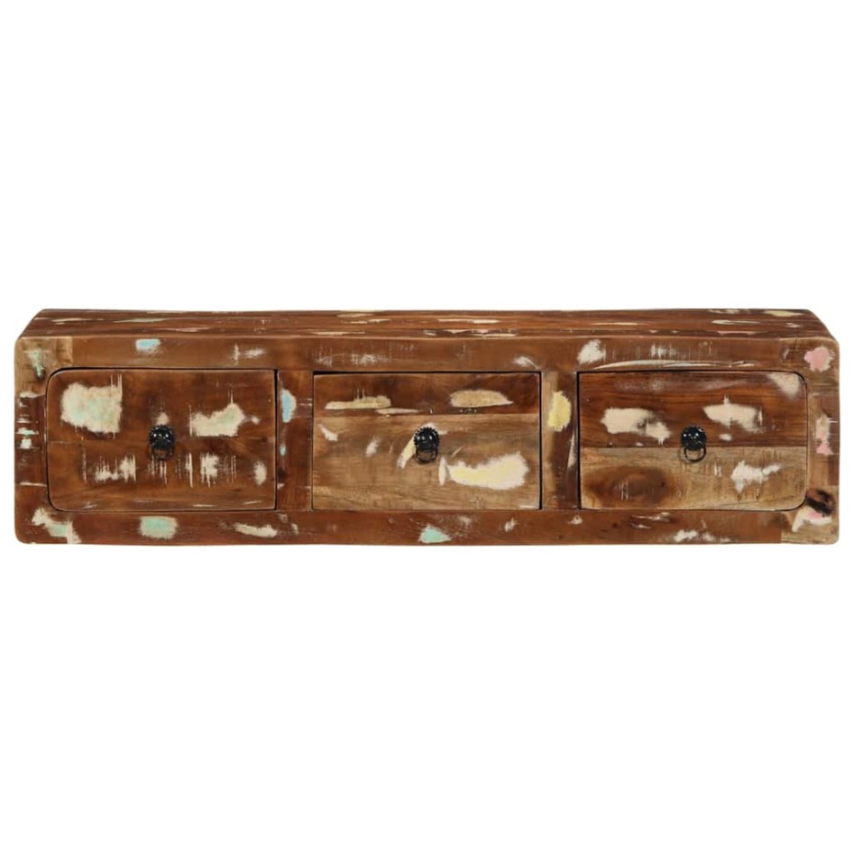 Mueble de TV de pared madera maciza reciclada 100x32x25