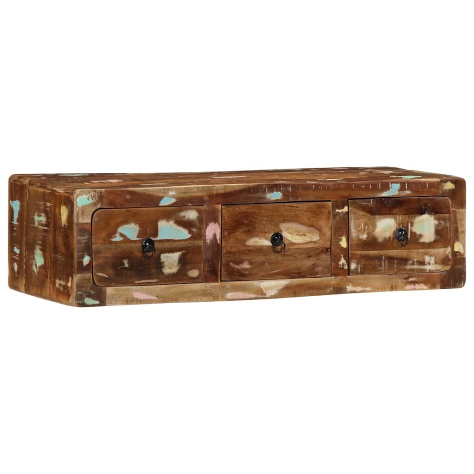 Mueble de TV de pared madera maciza reciclada 100x32x25