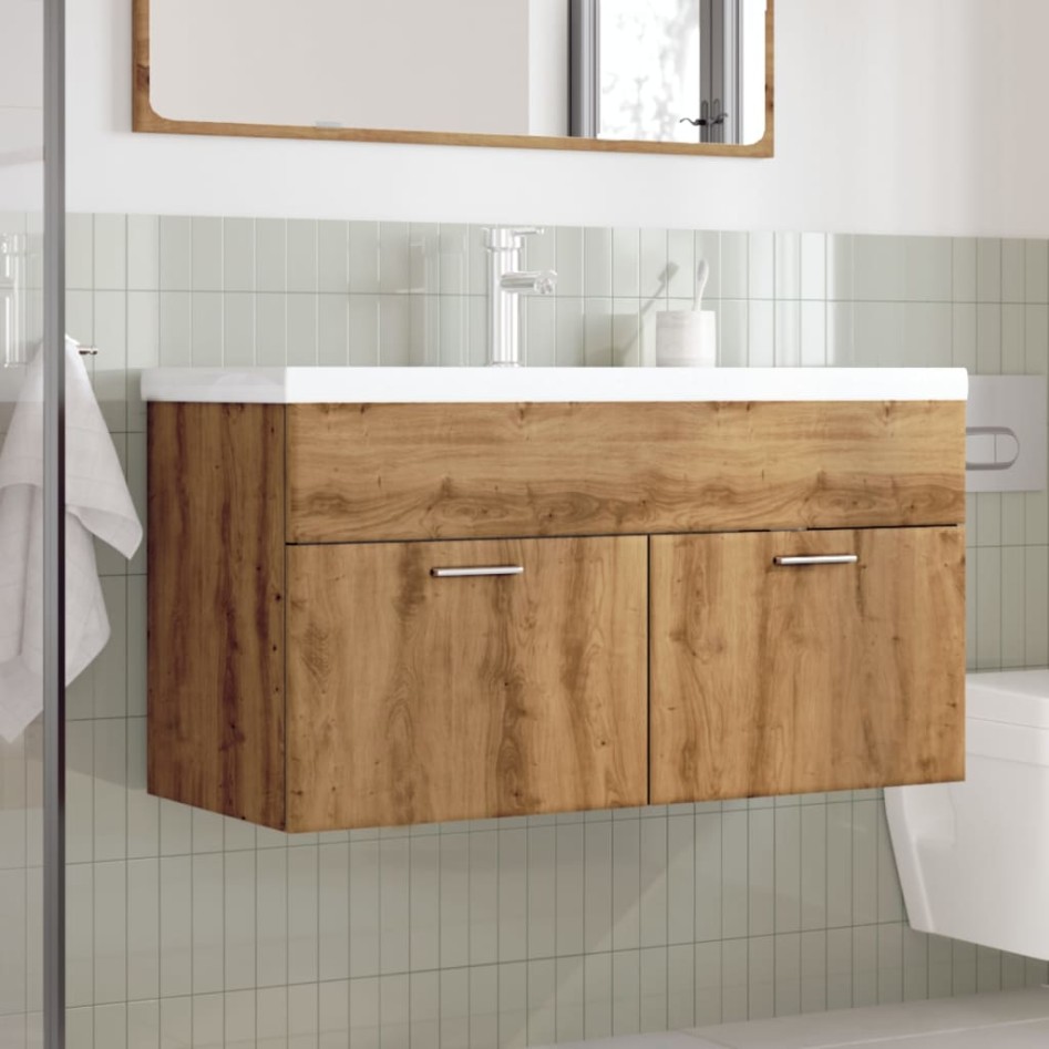 Mueble de baño con lavabo integrado roble
