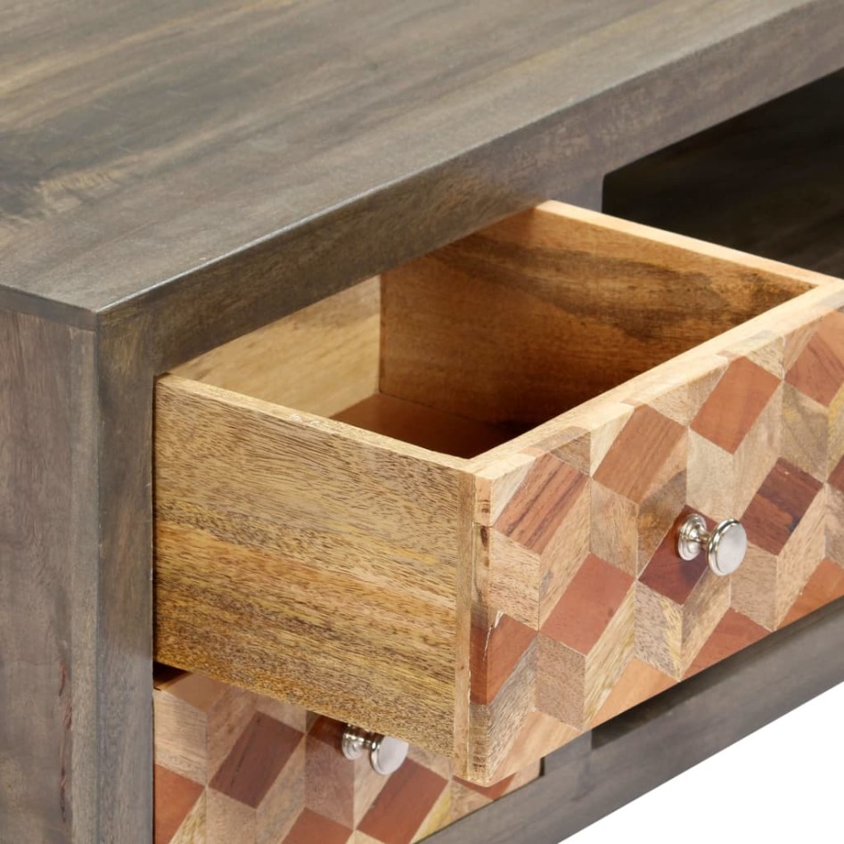 Mueble para TV de madera maciza reciclada gris 120x30x40