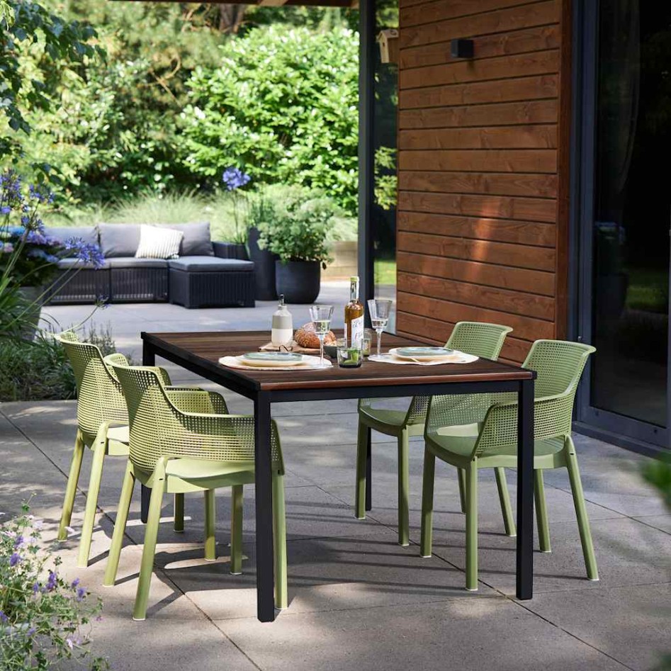 Mesa Keter Signature Porto 160 cm - Nogal y acero