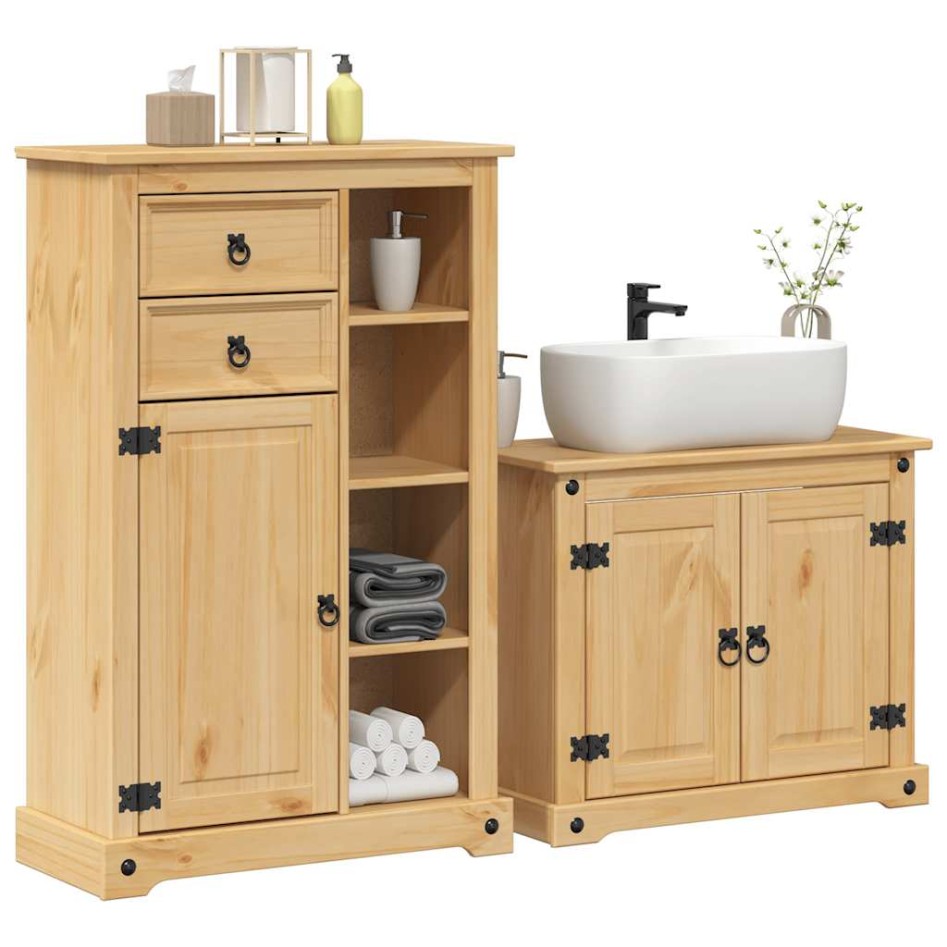 Juego de muebles de baño Corona 2 pzas madera maciza