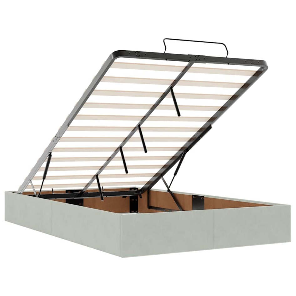Estructura de cama otomana sin colchón terciopelo gris