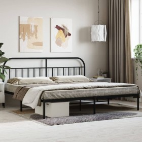 Estructura de cama con cabecero metal negro 193x203