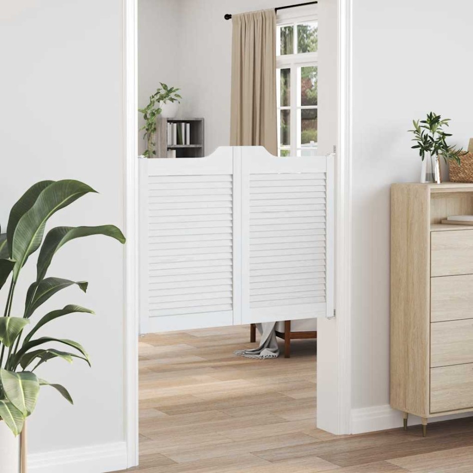 Puertas batientes diseño de lamas 2 par blanco 80x100