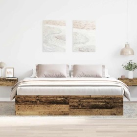 Estructura de cama sin colchón madera envejecida 200x200