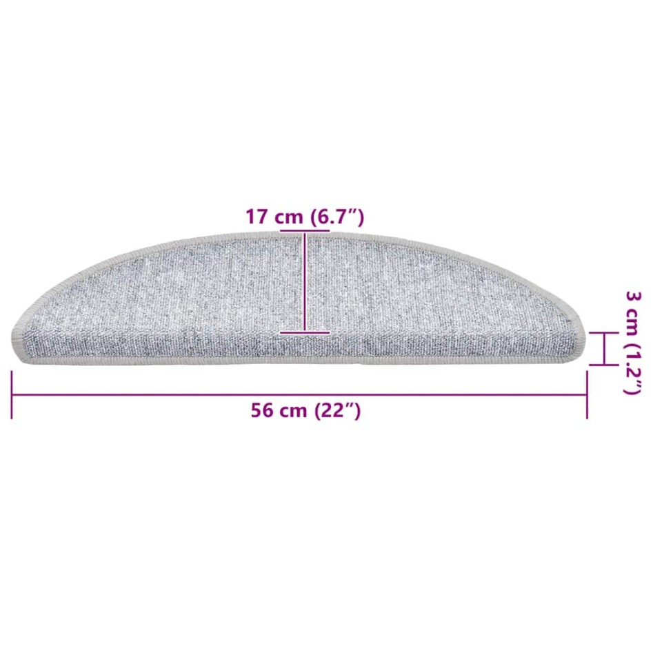 Alfombrilla escalera 30 uds gris claro 56x17x3