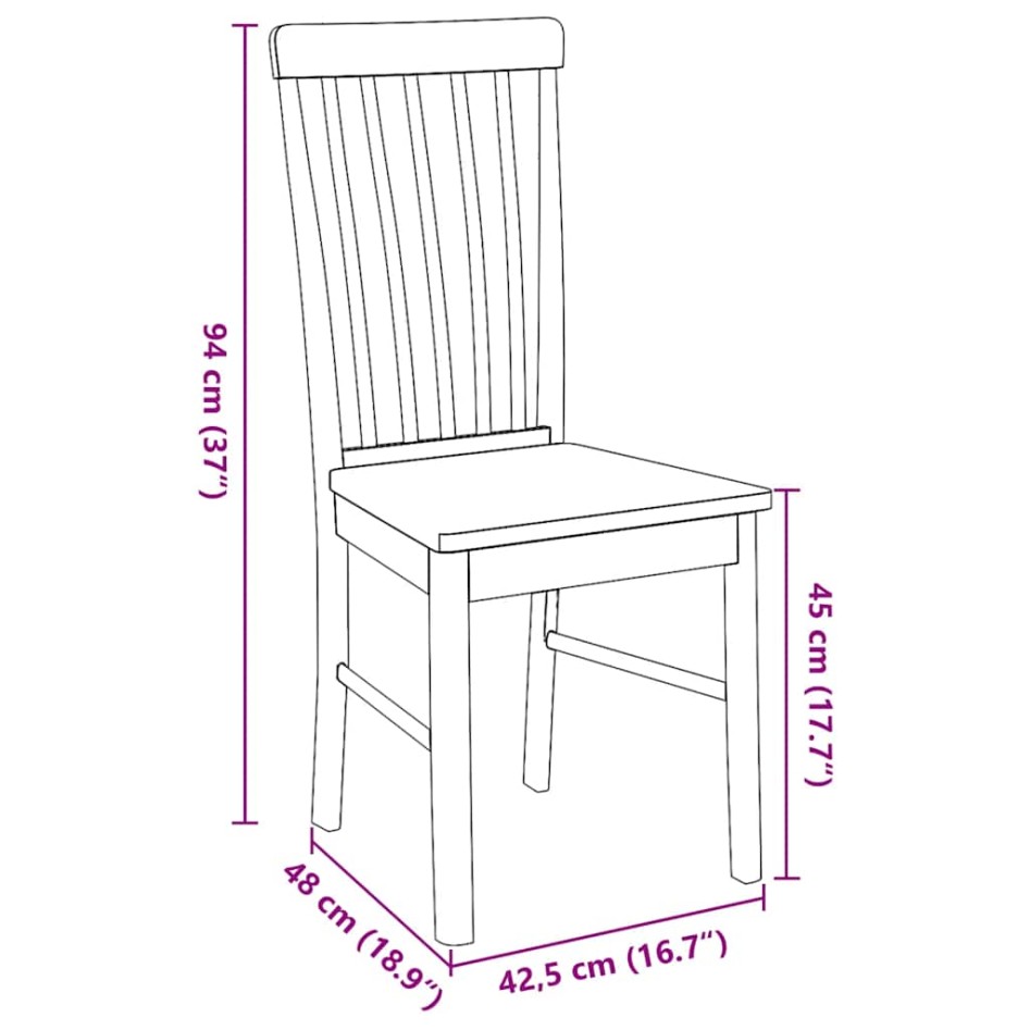 Sillas de comedor 2 unidades madera maciza de