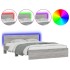 Estructura de cama cabecero y luces LED gris Sonoma 150x200
