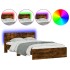 Estructura de cama cabecero y luces LED roble ahumado