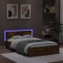 Estructura de cama cabecero y luces LED roble ahumado