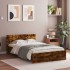 Estructura de cama cabecero y luces LED roble ahumado