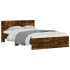 Estructura de cama cabecero y luces LED roble ahumado
