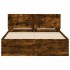 Estructura de cama cabecero y luces LED roble ahumado