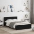 Estructura de cama con cabecero y luces LED negro 140x190