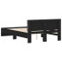 Estructura de cama con cabecero y luces LED negro 140x190