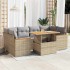 Set sofás jardín y cojines 6 pzas ratán sintético acacia