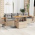 Set sofás jardín y cojines 5 pzas ratán sintético acacia