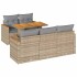 Set sofás jardín y cojines 6 pzas ratán sintético acacia