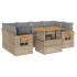 Set sofás jardín y cojines 7 pzas ratán sintético acacia