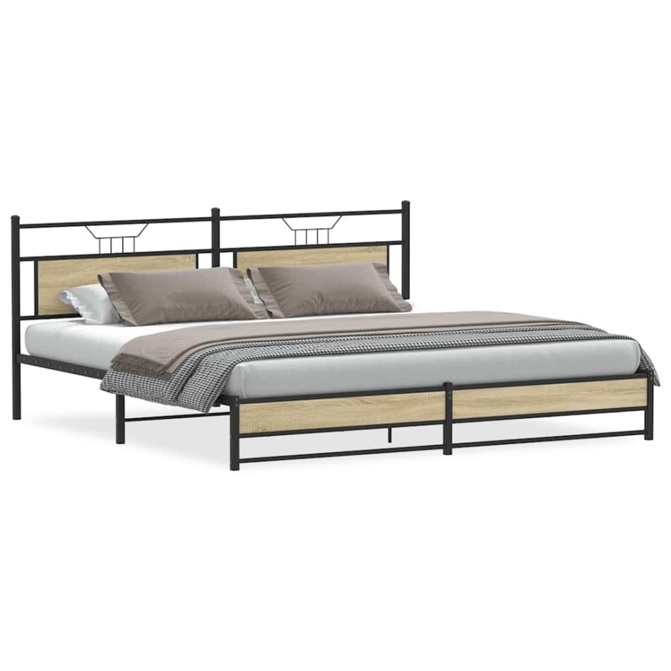 Estructura de cama sin colchón metal roble Sonoma 200x200