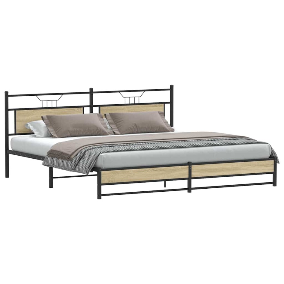 Estructura de cama sin colchón metal roble Sonoma 200x200