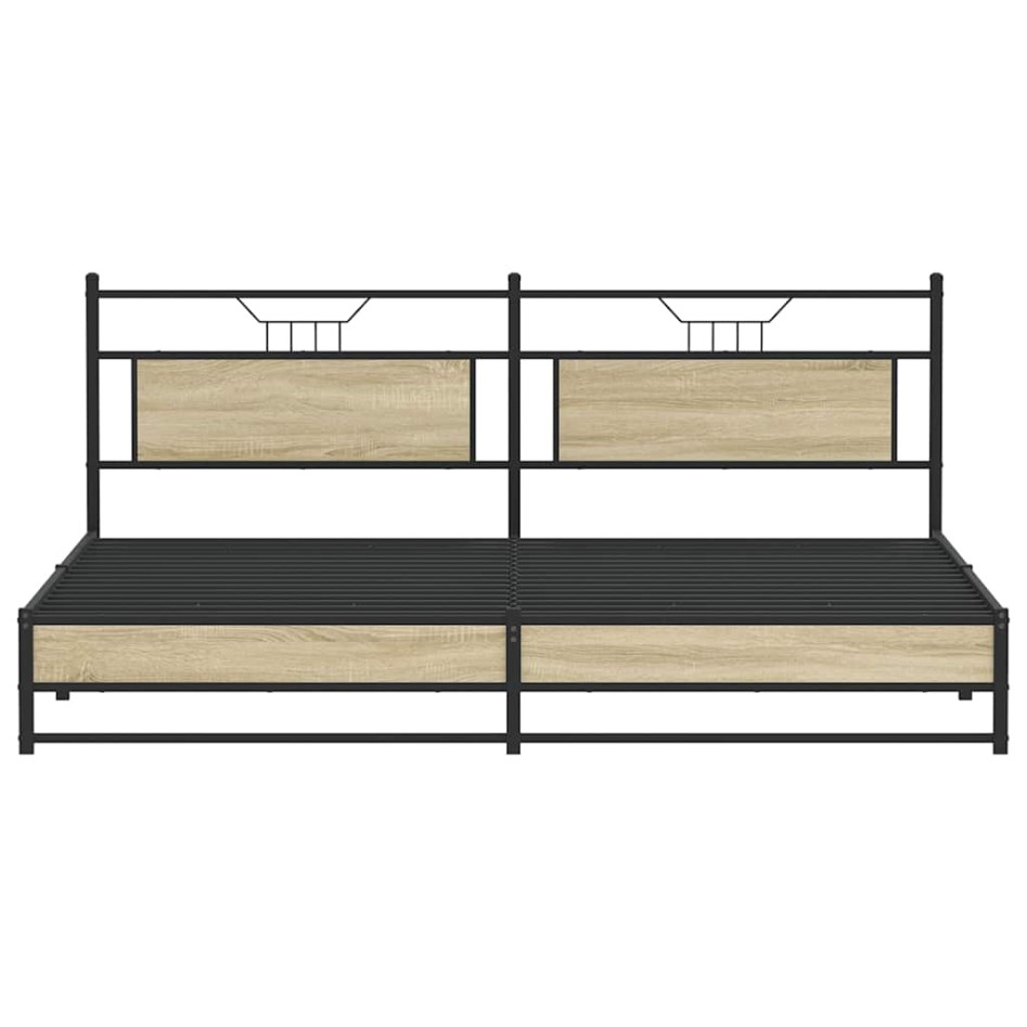 Estructura de cama sin colchón metal roble Sonoma 200x200
