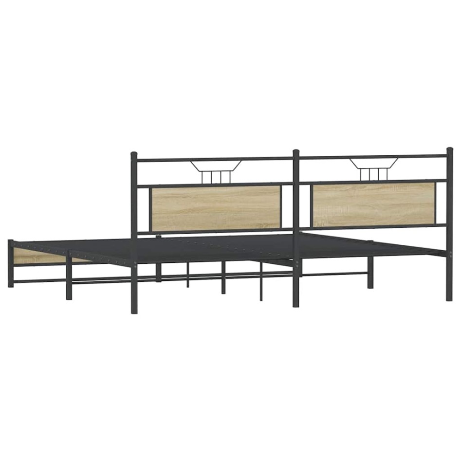 Estructura de cama sin colchón metal roble Sonoma 200x200