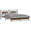 Estructura de cama sin colchón roble ahumado 160x200 cm