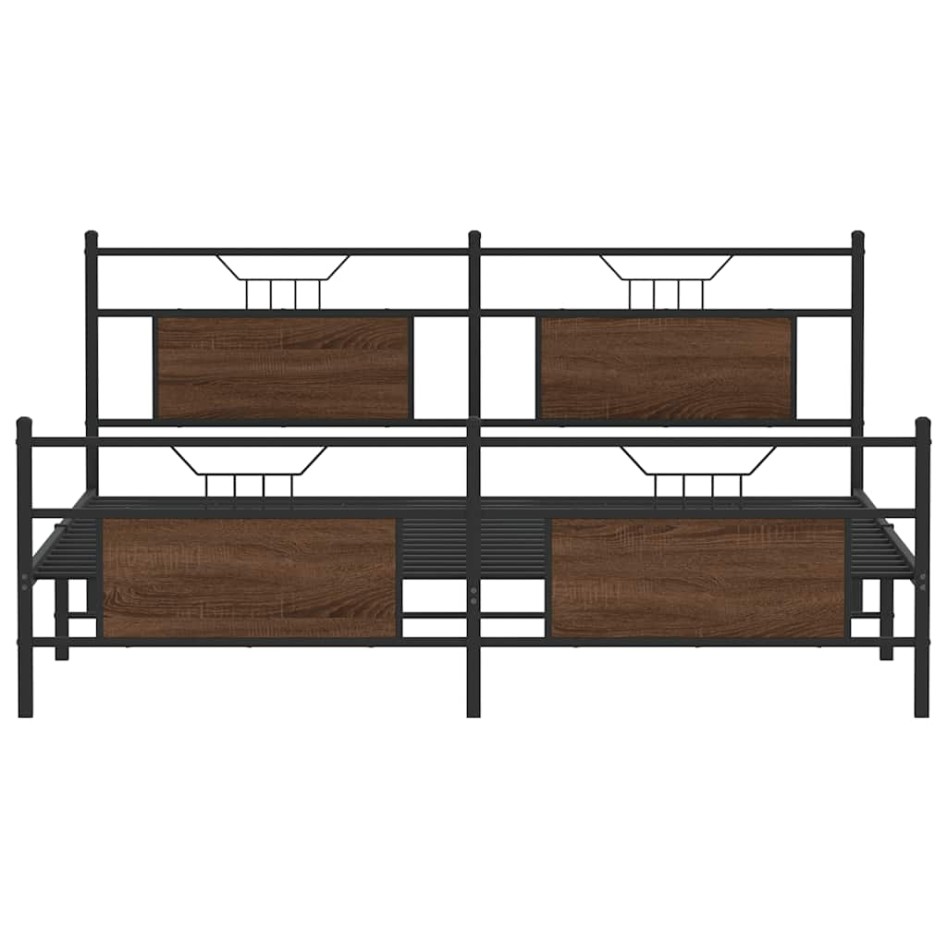 Estructura de cama sin colchón metal marrón roble 160x200